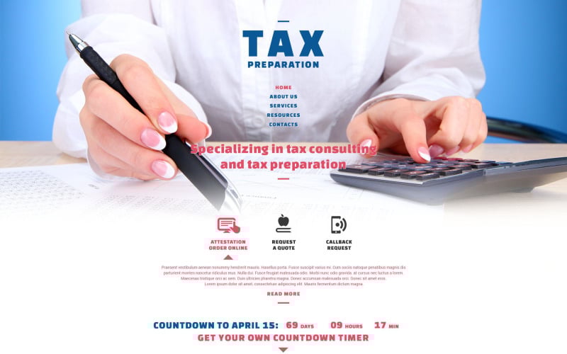 шаблон сайта налоговой подготовки