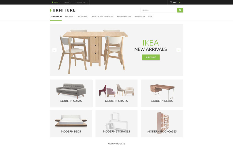 Tema PrestaShop del negozio di mobili