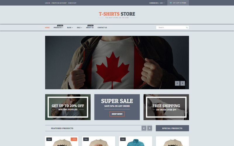 Tema Shopify reattivo per il negozio della maglietta