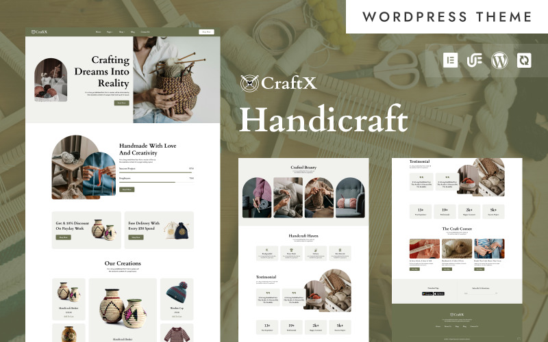 CraftX - Tema WordPress Elementor para Woocommerce, Boutique de Artesanato e Artesanato Criativo