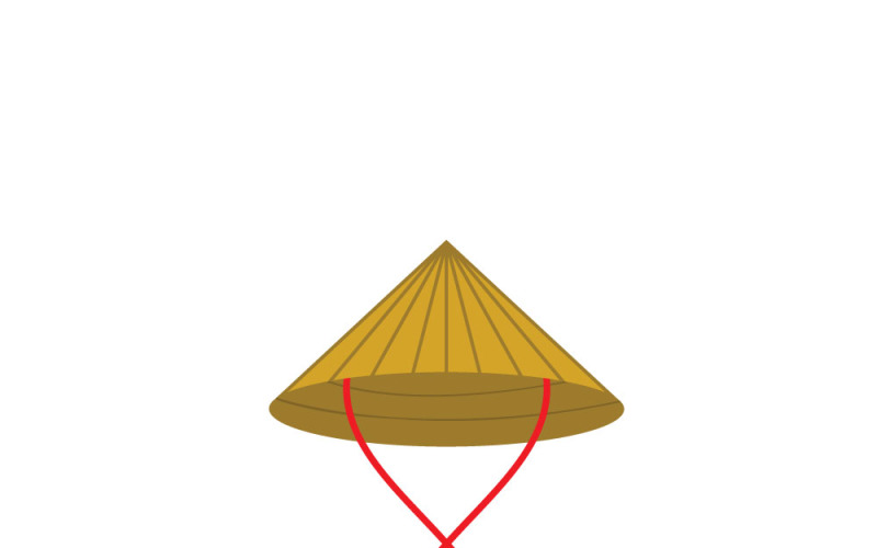 Traditional Asian Conical Hat Vector Icon Illustration
