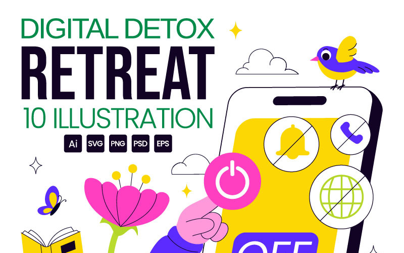 10 Digital Detox Retreat Illustration