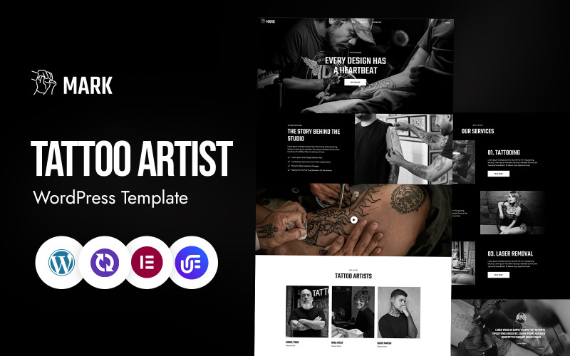 Mark – Tetoválóművész és stúdió WordPress CMS Elementor sablon
