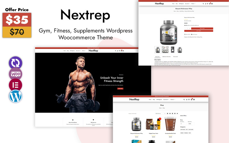 NextRep – 健身房、健身和补品 WordPress WooCommerce 主题