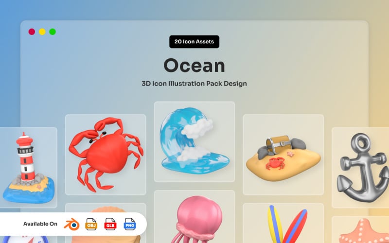 Pack d'icônes 3D Oceanic Marine
