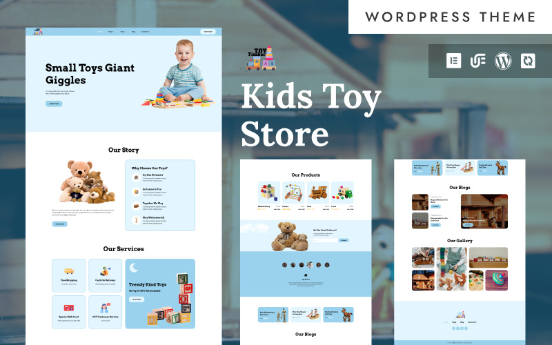 Timber Toy - Çocuk Bakımı ve Oyuncak Mağazası WooCommerce WordPress Elementor Duyarlı Tema