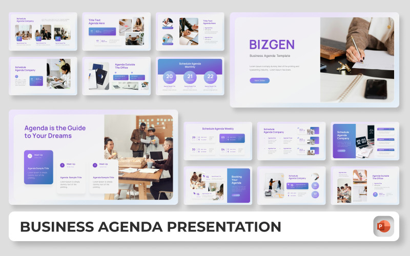 Bizgen - Modèle de présentation PowerPoint d'ordre du jour d'entreprise