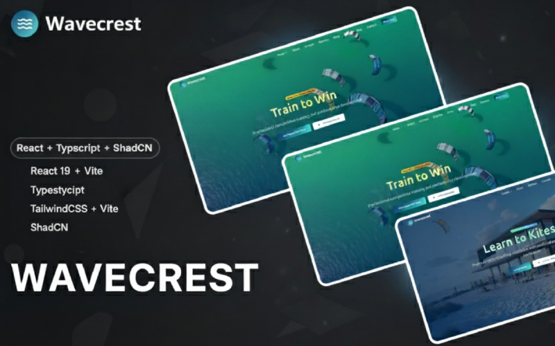 Wavecrest - 海上冲浪 ReactJS Tailwindcss 网页模板
