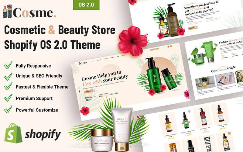 Cosme - Kosmetik- och skönhetsbutik Shopify OS 2.0-tema