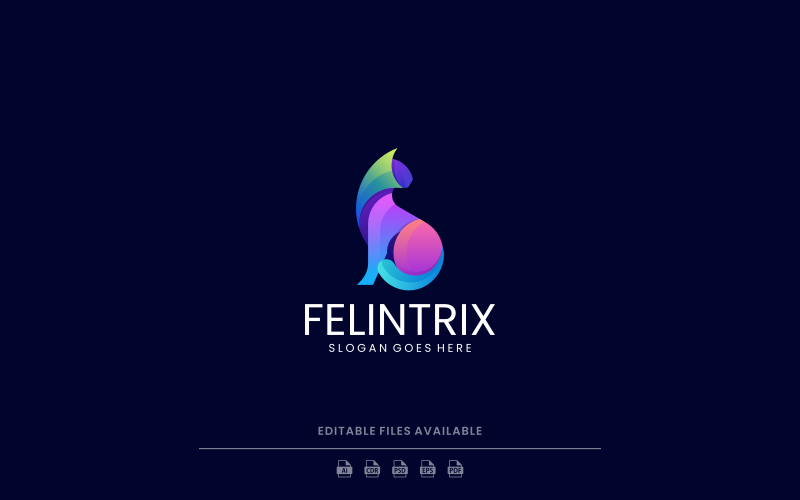 Gradient Modern Cat Logo Design 305