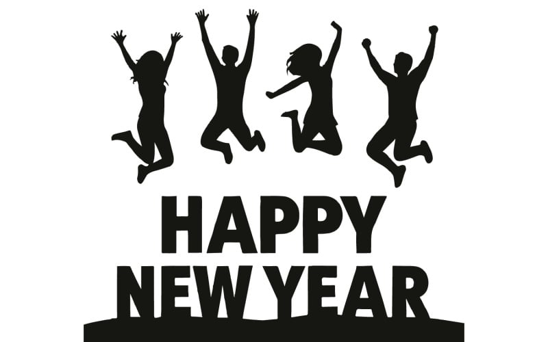 Gott nytt år silhuett vektor konst
