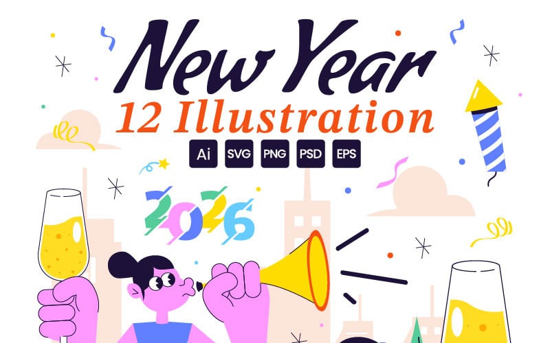 12 Gott Nytt År 2026 Illustration