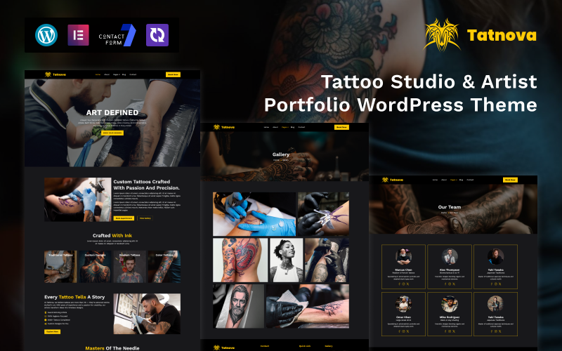 Tatnova – Thème WordPress pour studio de tatouage et portfolio d'artiste