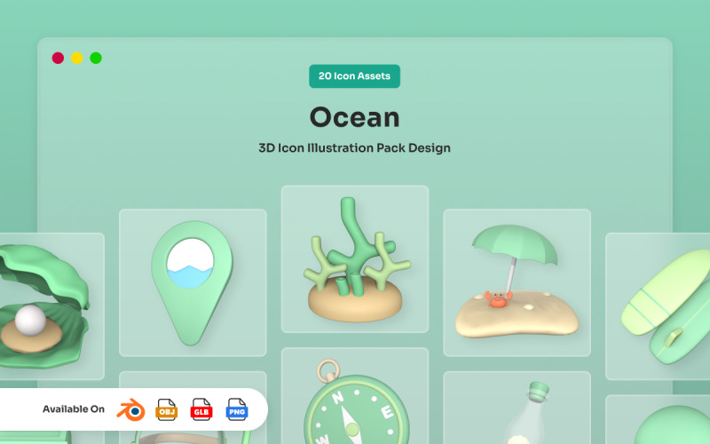 Tropical Sea 3D Icon Pack