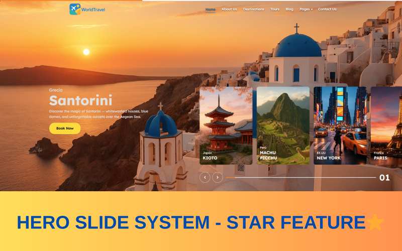 WorldTravel - Responsieve reiswebsitesjabloon met Hero Slider
