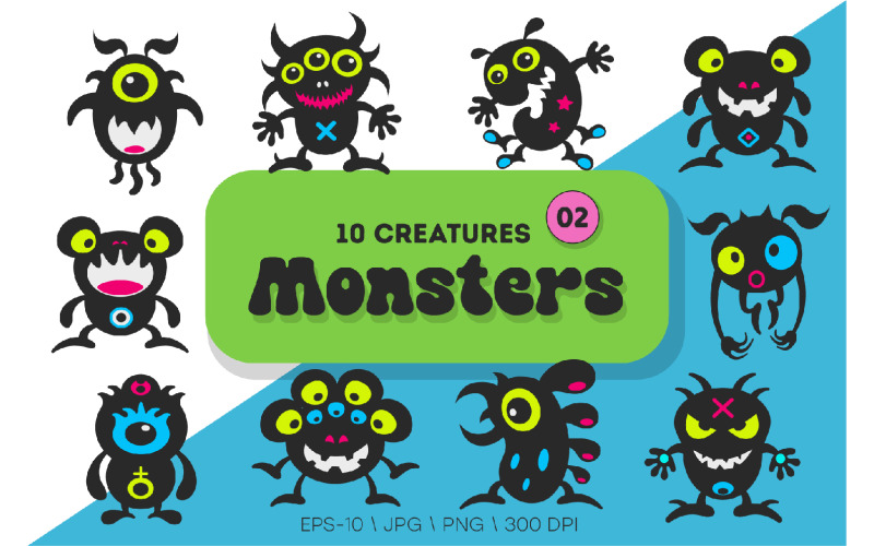 Skurrile Monster-Packung 02. T-Shirt, PNG.