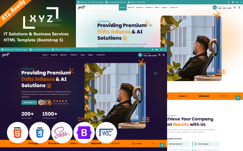 XYZ — Solutions informatiques et services aux entreprises Modèle HTML et Bootstrap 5