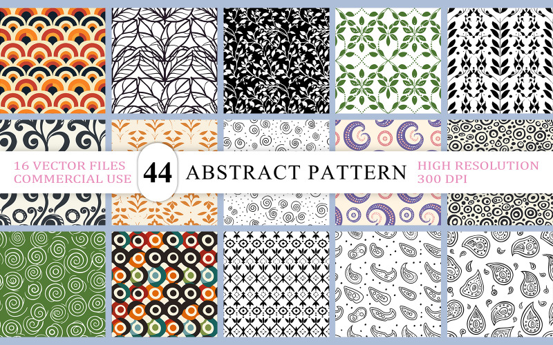 Ensemble de motifs d'arrière-plan abstrait artistique | Motif géométrique rétro moderne | Motif vectoriel abstrait
