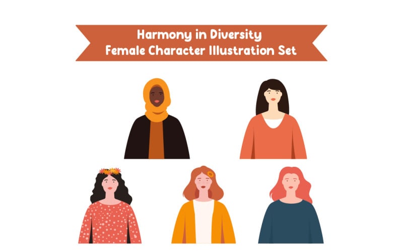 5 Conjunto de personajes femeninos de armonía en la diversidad
