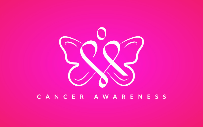 Logo de sensibilisation au cancer Ruban contre le cancer avec logo papillon