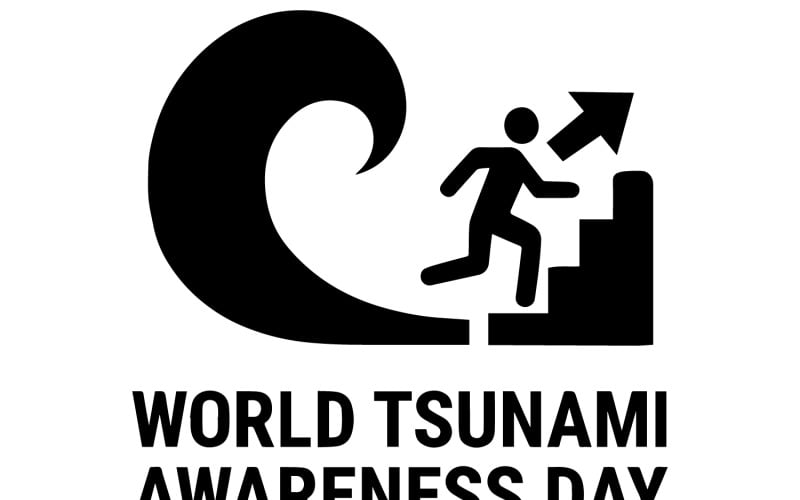 Silhueta do Dia Mundial de Conscientização sobre Tsunamis