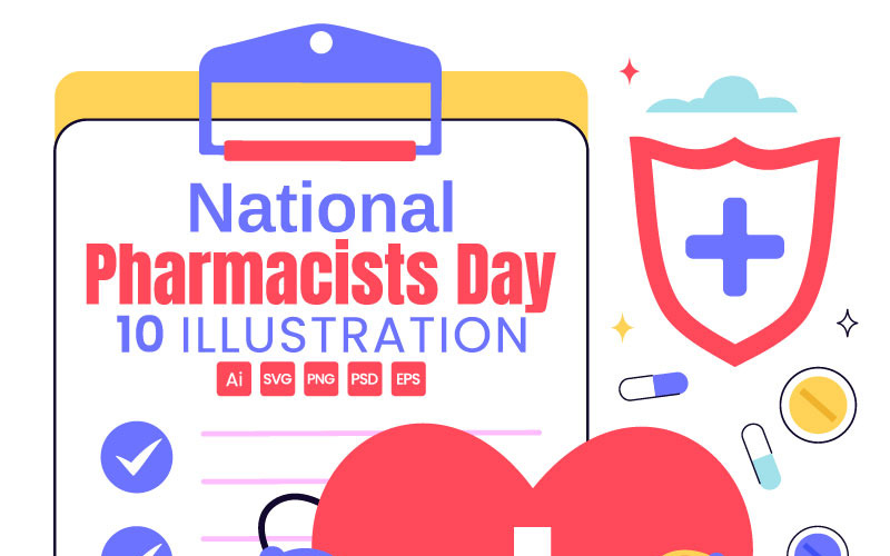 10 illustrationer för den nationella farmaceutdagen