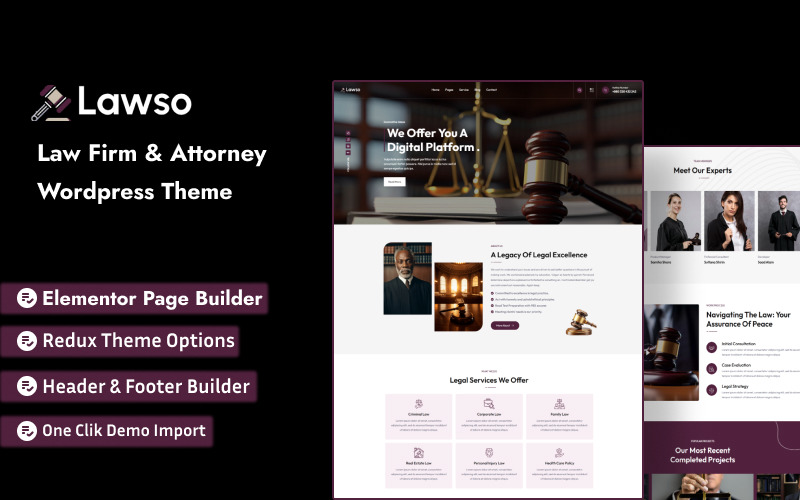 Lawso - Tema de WordPress para bufetes de abogados y abogados