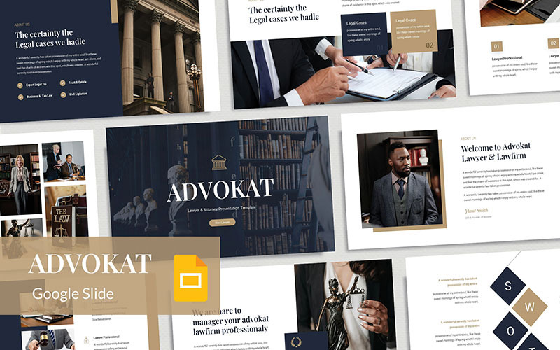 Advokat - Шаблон Google Slides для юристов и адвокатов