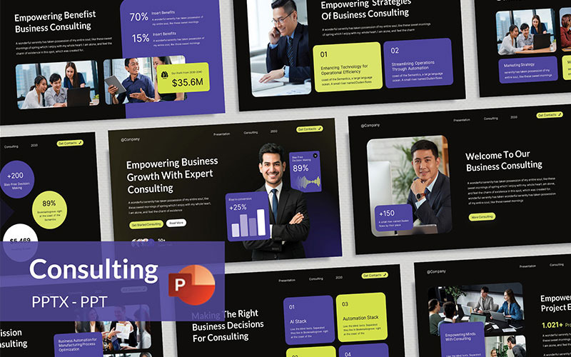 Шаблон PowerPoint для бизнес-консалтинга Blue Green