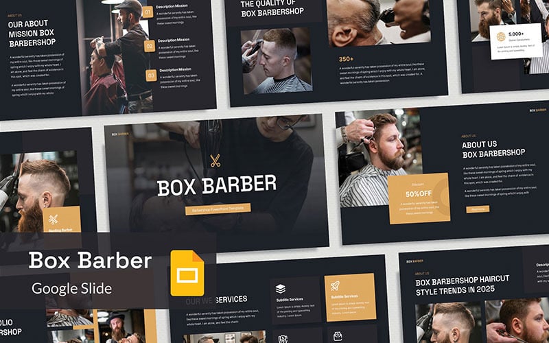 Box Barber - Berber Dükkanı Google Slaytlar Sunum Şablonu