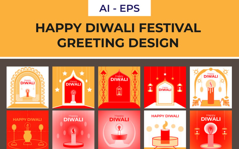Glad Diwali-festivalhälsningsdesign