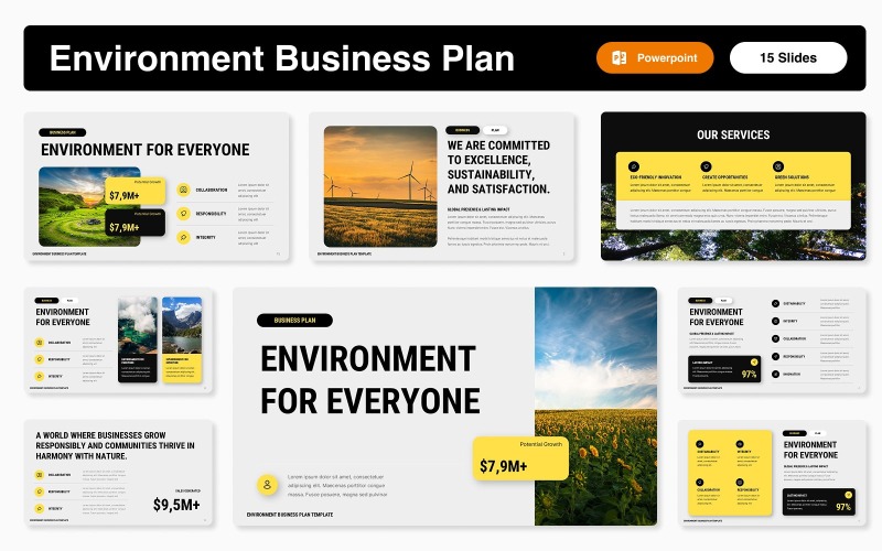 Szablon programu PowerPoint dotyczący biznesplanu środowiskowego