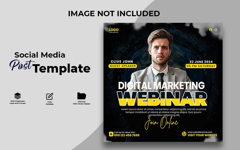 Modello di volantino per webinar di marketing digitale | Design professionale per la promozione di webinar aziendali