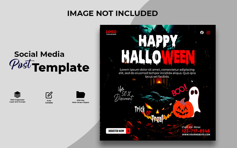 Szablon ulotki na imprezę z okazji Halloween | Edytowalny projekt w formacie PSD do druku