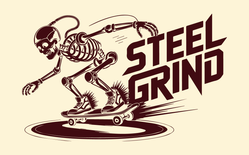 Skateboarding-Skelett-Vektorillustration für T-Shirt-Design und Streetwear-Branding