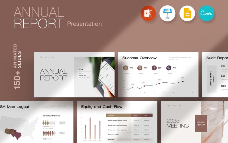 Årsredovisningspresentation med Canva, PowerPoint, Keynote, Google Slides och Indesign