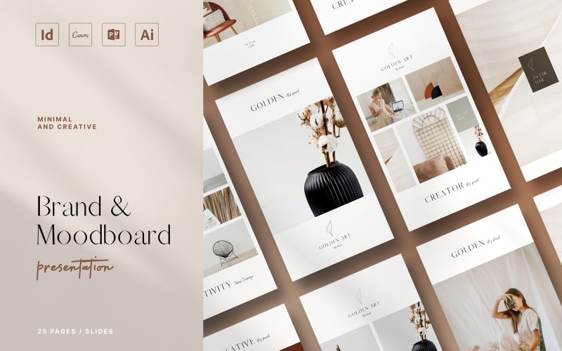使用 Canva、PowerPoint、InDesign、Ai 进行品牌和情绪板演示