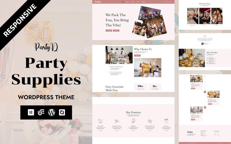 PartyiQ - WordPress Elementor-thema voor het maken van evenementen op feestdagen