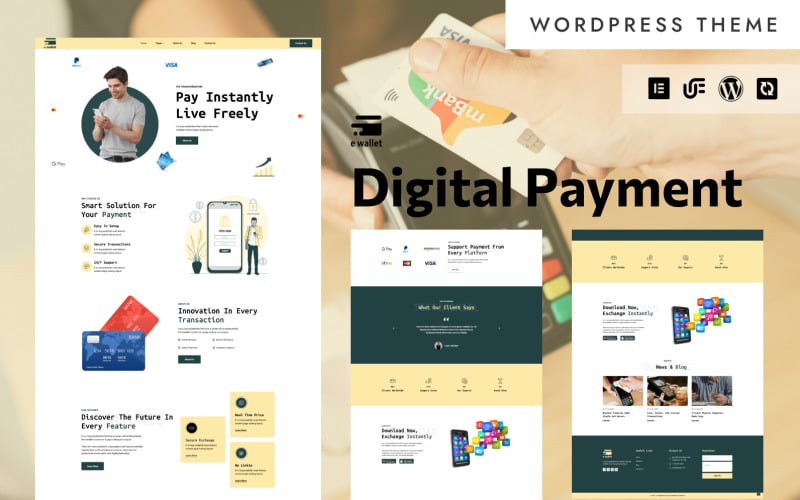 Portafoglio elettronico - Tema WordPress Elementor per servizi bancari digitali e pagamenti con carta