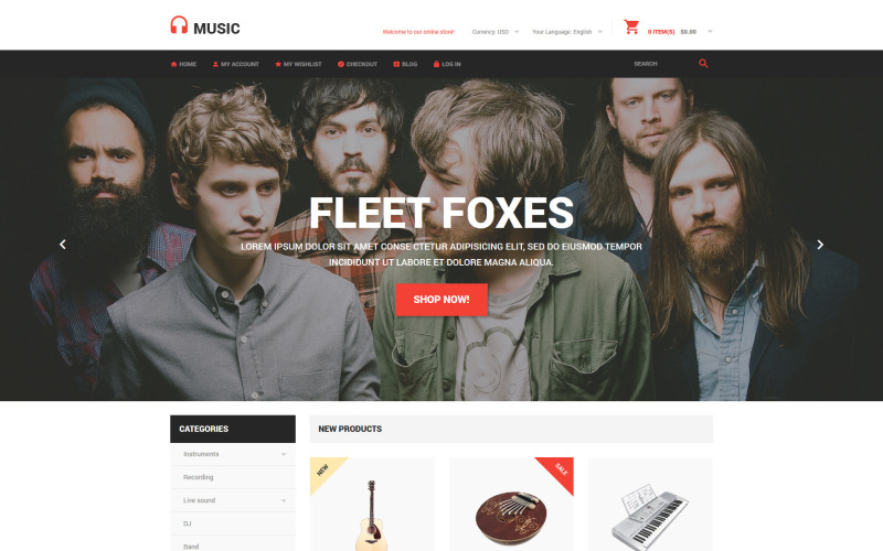Hudební obchod Magento Theme