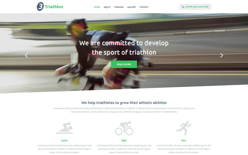Šablona webových stránek Triathlon Club