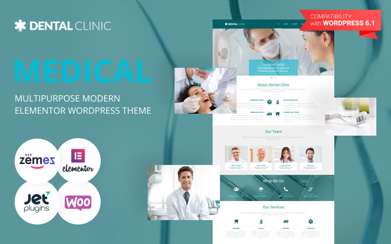Стоматологія - Медична багатоцільова сучасна тема WordPress Elementor
