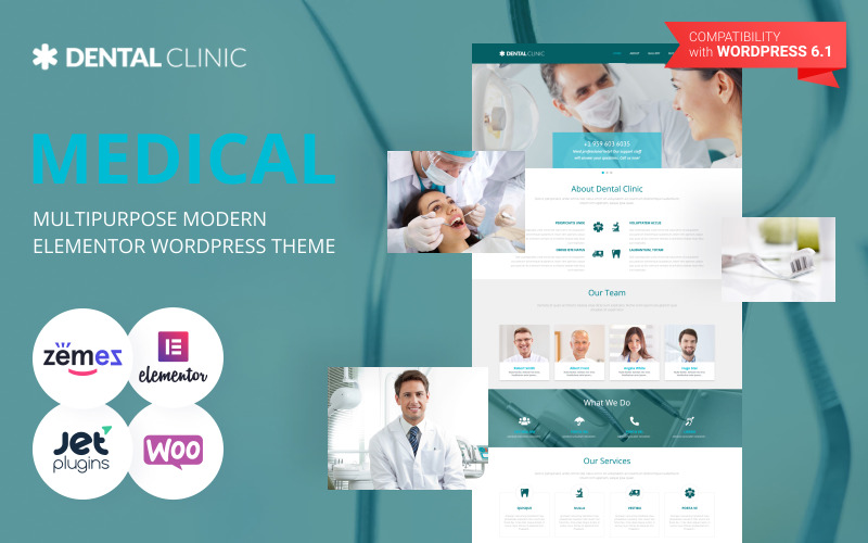 Tandheelkundig - medisch multifunctioneel modern WordPress Elementor-thema