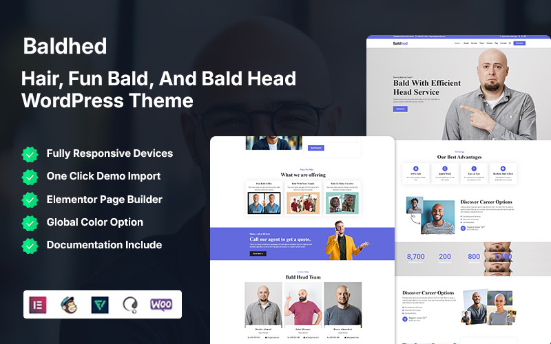 Baldhed - Thème WordPress pour cheveux, chauves et têtes chauves