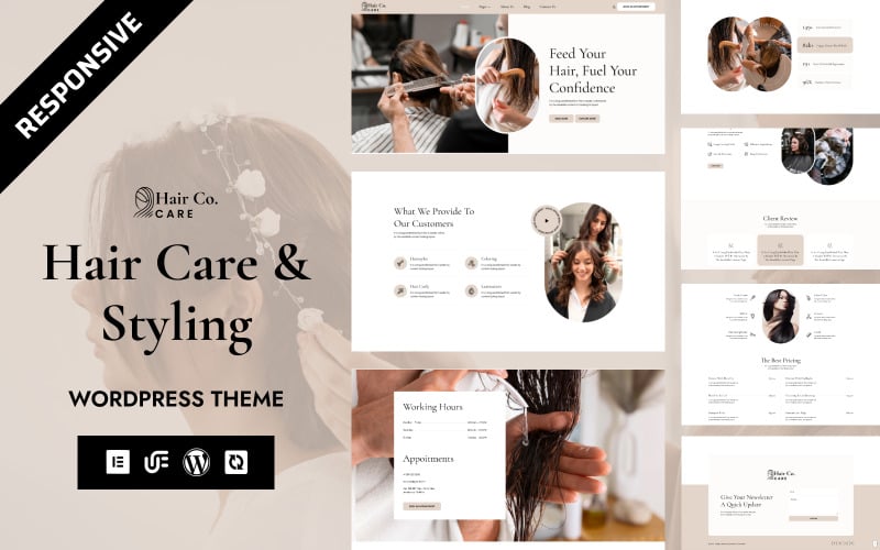 Hair Co. - Tema Elementor de WordPress para peluquerías y barberías modernas