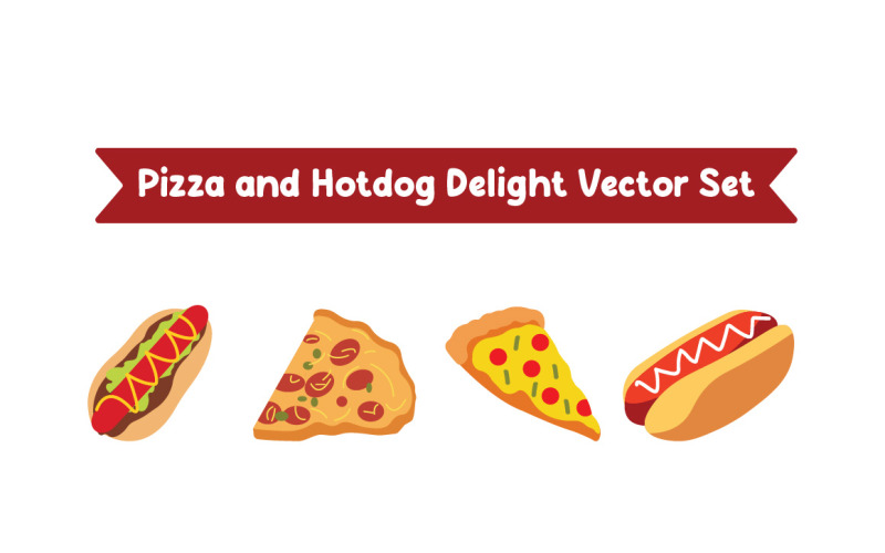 Pizza és hot dog örömére gyorsétterem vektor készlet