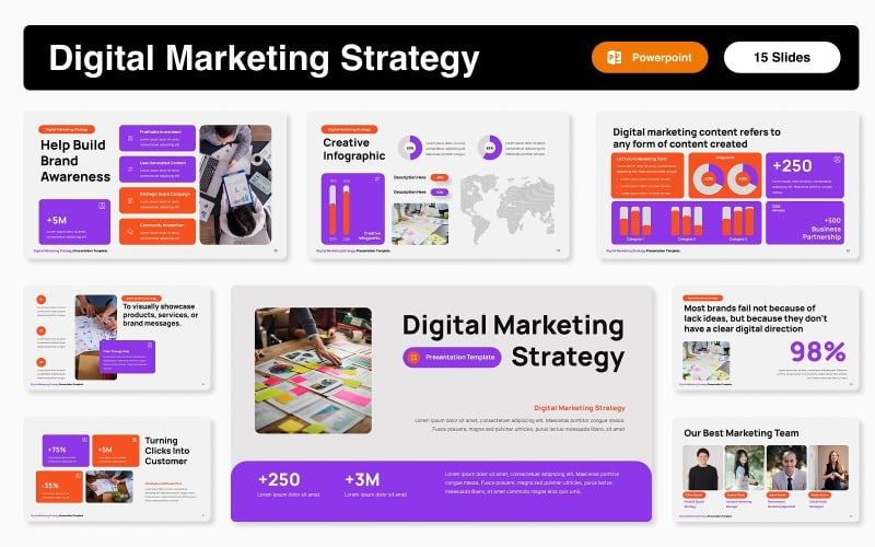 Šablona PowerPointu pro strategii digitálního marketingu pro rok 2026