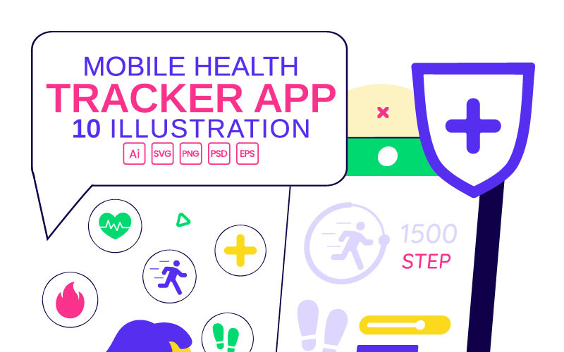 10 illustrationer av mobil hälsospårningsapp