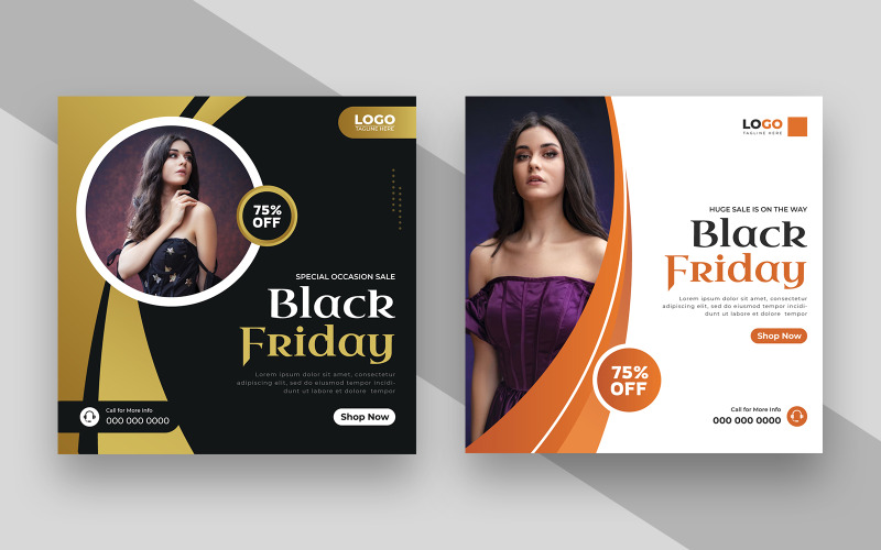 Post sui social media per la vendita del Black Friday, versione 6