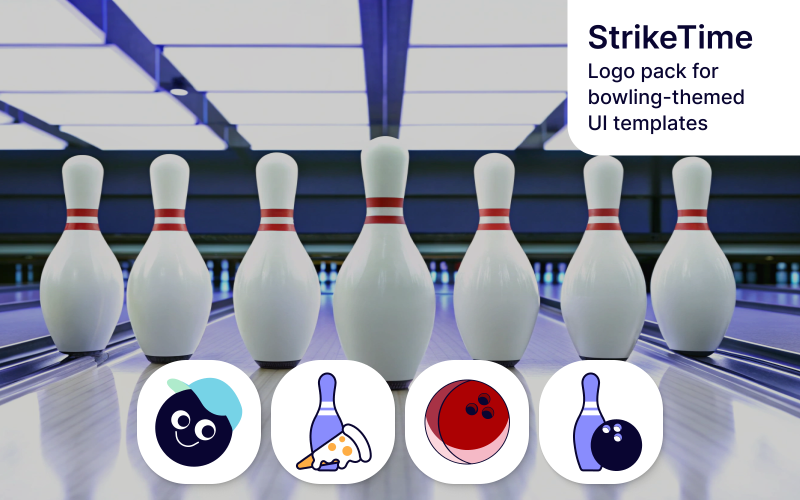StrikeTime — Bowling Kullanıcı Arayüzü Şablonu için Logo Paketi